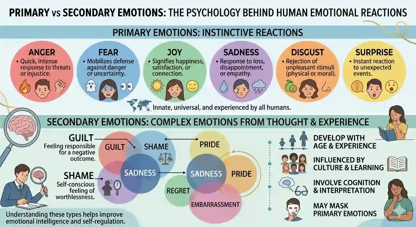 Primary vs Secondary Emotions: The Psychology Behind Human Emotional Reactions