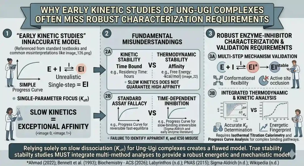 Why Early Kinetic Studies Claiming "Exceptionally Stable" Ung-Ugi Protein Complexes Often Miss What Robust Enzyme-Inhibitor Characterization and Mechanistic Validation Actually Require