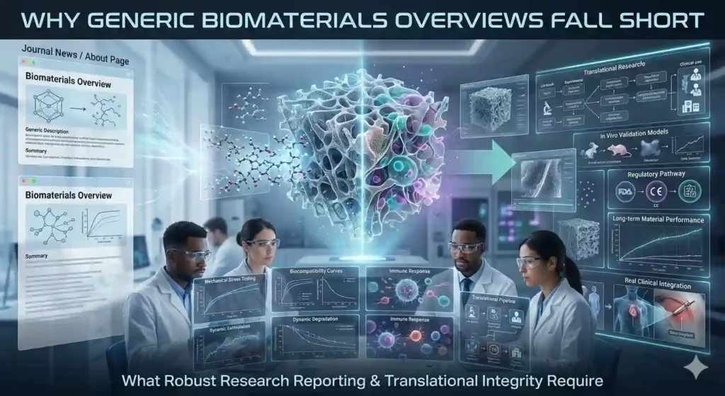 Why Generic 'Biomaterials' Journal News & About Pages Often Miss What Robust Biomaterials Research Reporting and Translational Integrity Actually Require